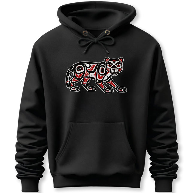 Cougar Spirit Indigenous Art Hoodie | Formline Design PNW Native Pullover Hoodie