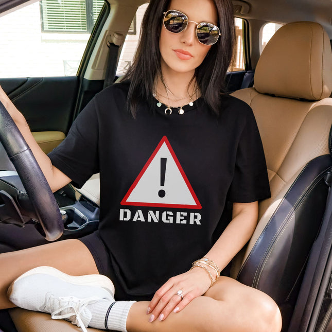 Danger Warning Sign Graphic T-Shirt |  Exclamation Mark Warning Tee Shirt