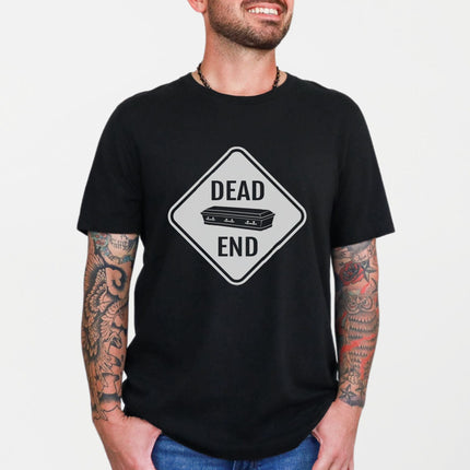 Dead End Coffin T-Shirt | Dark Humor Death Graphic Print Tee Shirt Design