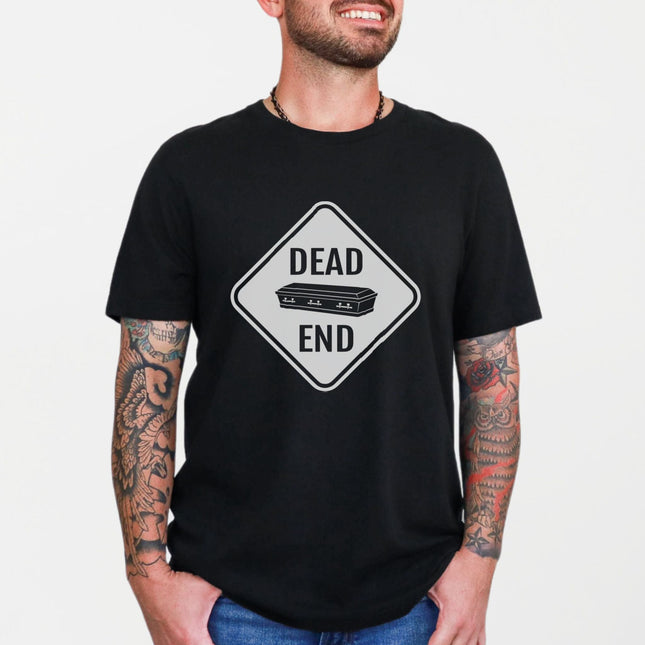 Dead End Coffin T-Shirt | Dark Humor Death Graphic Print Tee Shirt Design