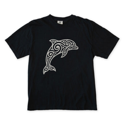 Tribal Dolphin Swirl Art Graphic T-Shirt | Ocean Animal Tee | Comfort Colors