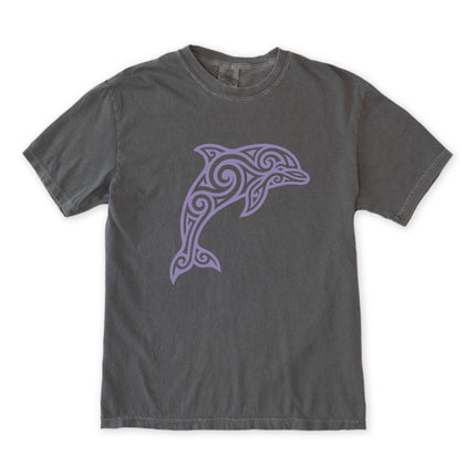 Tribal Dolphin Swirl Art Graphic T-Shirt | Ocean Animal Tee | Comfort Colors