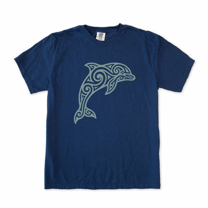Tribal Dolphin Swirl Art Graphic T-Shirt | Ocean Animal Tee | Comfort Colors