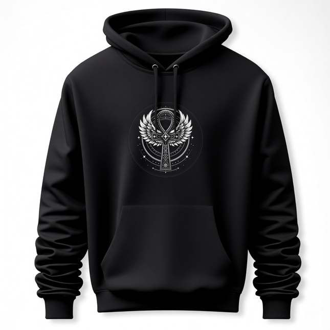 Winged Ankh Hoodie | Ancient Egyptian Sacred Symbol Unisex Pullover V5