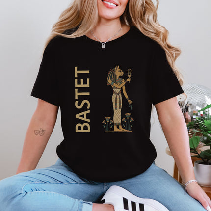 Bastet Egyptian Cat Goddess T-Shirt | Ankh Lotus Ancient Mythology Graphic Tee