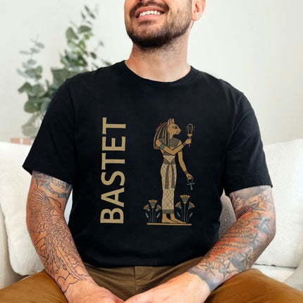 Bastet Egyptian Cat Goddess T-Shirt | Ankh Lotus Ancient Mythology Graphic Tee