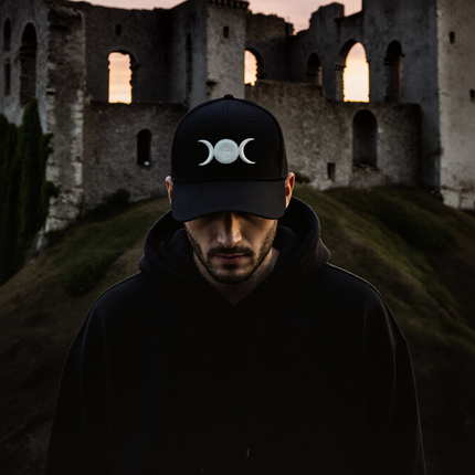 Embroidered Triple Moon Goddess Hat V3