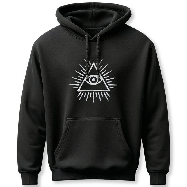 Black hoodie featuring the All-Seeing Eye of Providence within a pyramid design.