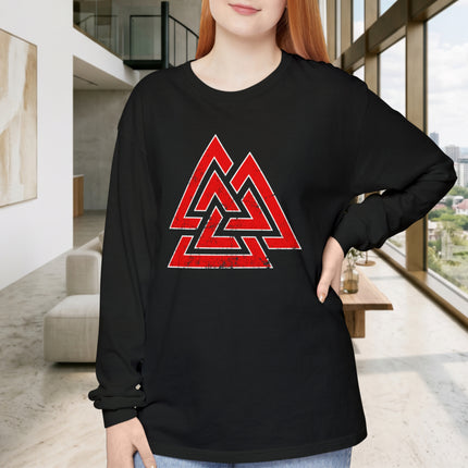 Valknut T-Shirt | Norse Triple-Triangle Symbol Long Sleeve Tee
