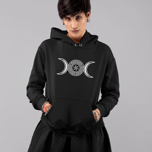 Hekate's Wheel Triple Moon Goddess Hoodie | Pagan Witchcraft Unisex Pullover