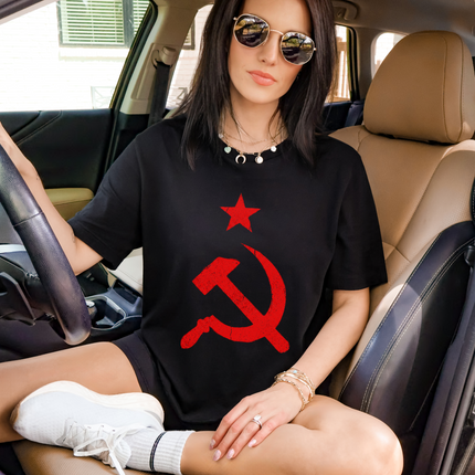 Vintage Red Hammer & Sickle Star T-Shirt | USSR Communist Symbol Tee Shirt
