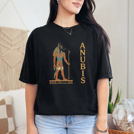 Anubis Ancient Egyptian God T-Shirt - Hieroglyphic Graphic Art Comfort Colors Tee