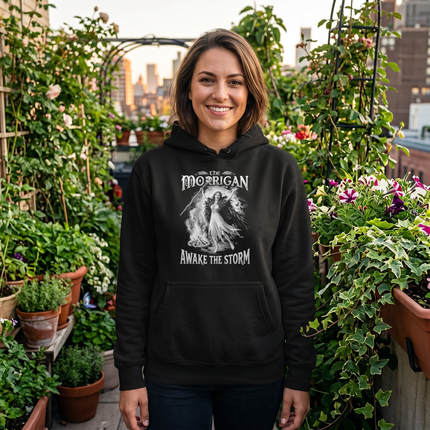 The Morrigan Awake the Storm Hoodie | Celtic Mythology Gothic Art