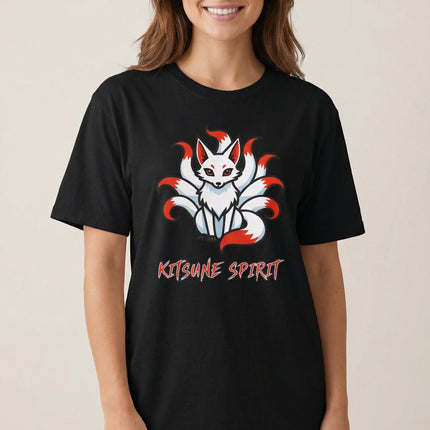 Kitsune Spirit Nine-Tailed Fox T-Shirt | Japanese Mythology Graphic Tee | V1