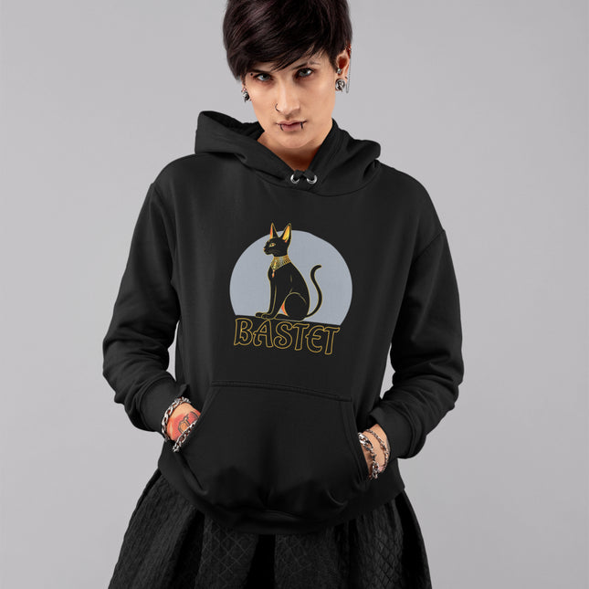 Bastet Cat Hoodie | Ancient Egyptian Graphic & Text Unisex Pullover Fleece