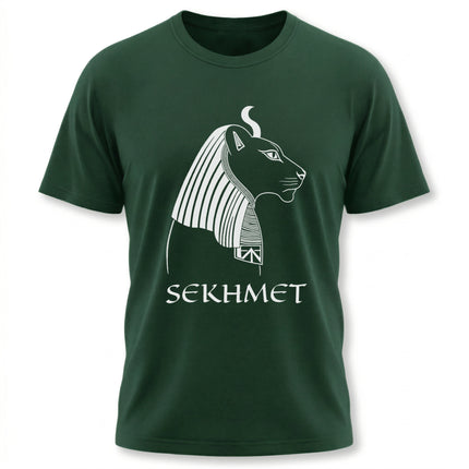 Sekhmet Egyptian goddess lioness graphic tee design featuring ancient mythology art.