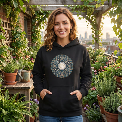 Arianrhods Wheel Celtic Mythology Hoodie - Moon Mandala Pullover