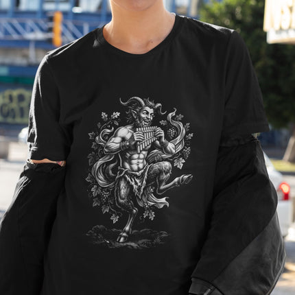 Greek Mythology Pan Graphic Tee | Flute Playing Satyr Art Comfort Colors T-Shirt