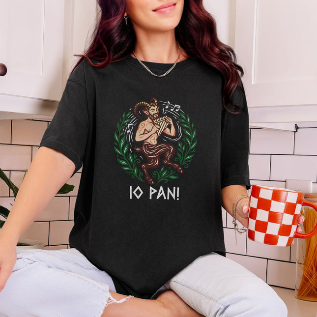 IO PAN T-Shirt | Greek God Mythology Pan Flute Satyr Pagan | Comfort Colors Tee