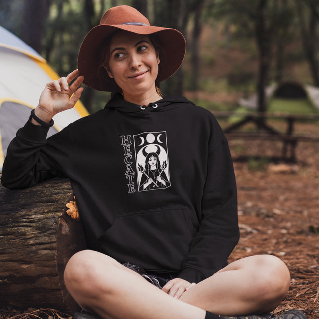 Hecate Goddess Witchcraft Hoodie | Triple Moon Pagan Magic Pullover Fleece