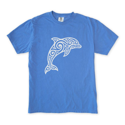 Tribal Dolphin Swirl Art Graphic T-Shirt | Ocean Animal Tee | Comfort Colors