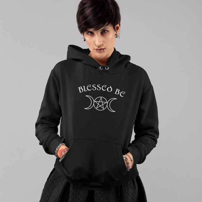 Blessed Be Wiccan Triple Moon Pentagram Hoodie | Unisex Witchy Pullover