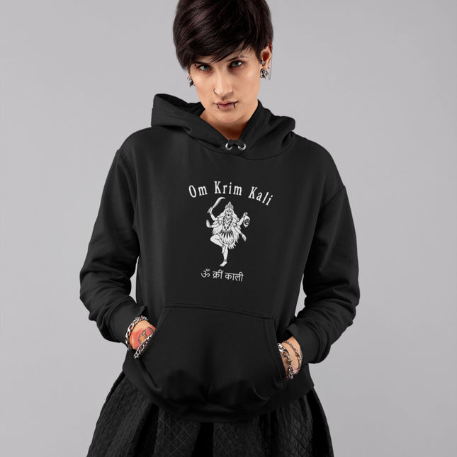 Om Krim Kali Mantra Hoodie | Goddess Kali Devotional Hindu Graphic Pullover