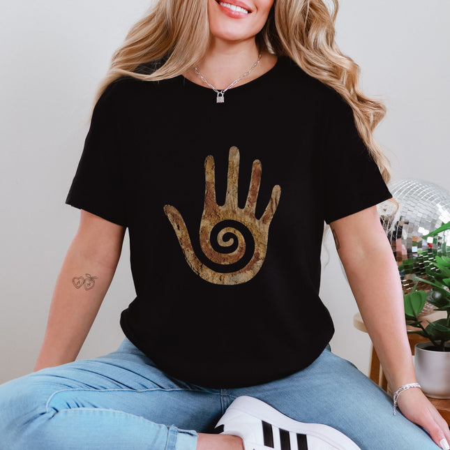 Hopi Healing Hand T-Shirt | Native American Stone Spiral Symbol Tee Shirt