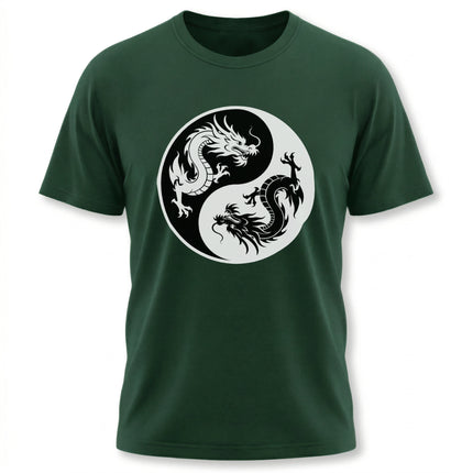 Chinese Dragon Yin Yang graphic tee showing cosmic duality and power.