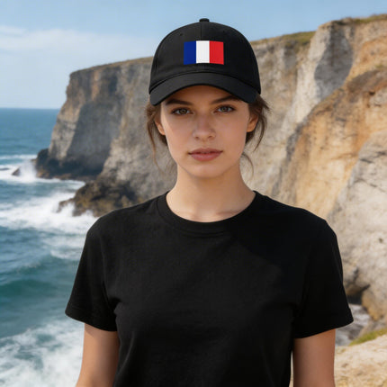 France Flag baseball cap with blue, white, and red tricolor design.