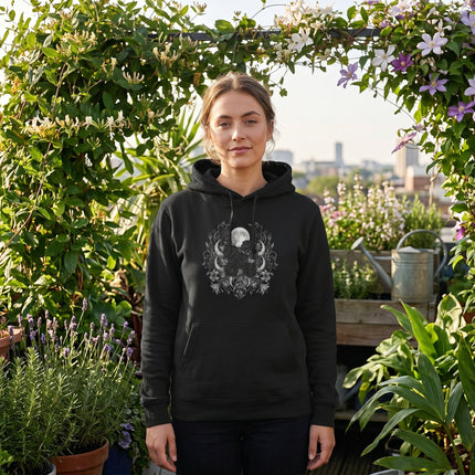 Moon Black Roses Hoodie | Witchy Aesthetic Celestial Design