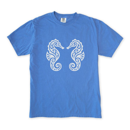 Tribal Seahorses T-Shirt | Ornate Marine Life Design Unisex Unisex Tee