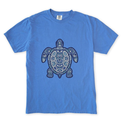Mayan Tribal Geometric Turtle T-Shirt | Green Sea Turtle Graphic Tee Shirt