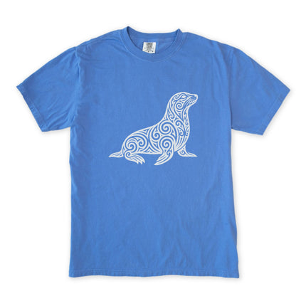 Tribal Swirl Seal T-Shirt | Ornate Marine Animal Graphic Tee | Comfort Colors