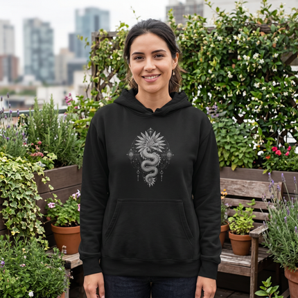 Quetzalcoatl Feathered Serpent Occult Mandala Graphic Hoodie