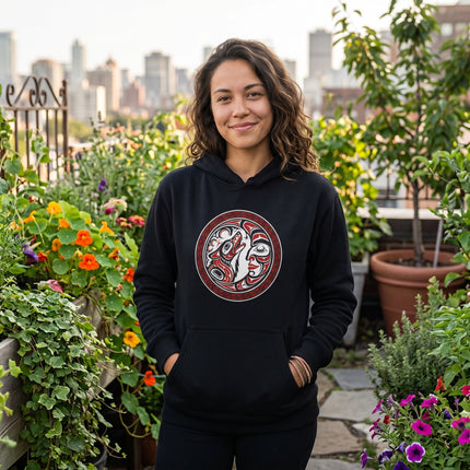 Formline Grandmother Moon Sacred Circle Hoodie | Tribal Mask Art