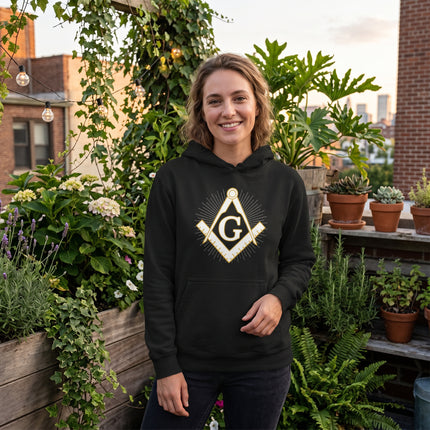 Masonic Square and Compass Hoodie - Freemasonry Art Pullover Fleece