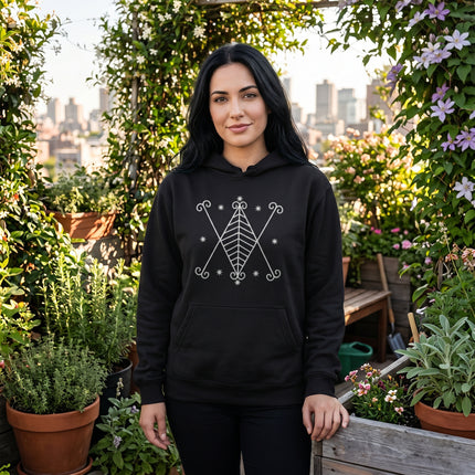 Ayizan Veve Hoodie - Voodoo Celestial Design Black Pullover