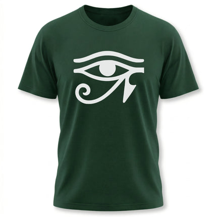 Unisex t-shirt featuring the Eye of Ra Egyptian symbol graphic design.