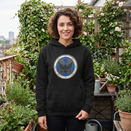 Viking Raven Shield Hoodie - Norse Mythology Warrior Pagan Art