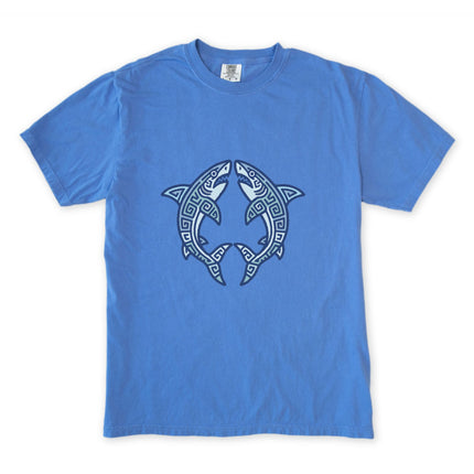 Mayan Sharks Symbol T-Shirt | Tribal Geometric Ocean Life Graphic Tee Shirt