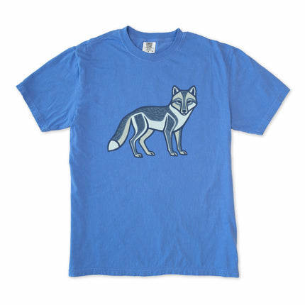 Arctic fox geometric print tee shirt featuring stylized Inuit-inspired wildlife graphics.