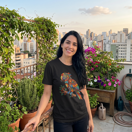 Huichol Parrot Tee | Mandala Bird Design Art T-Shirt