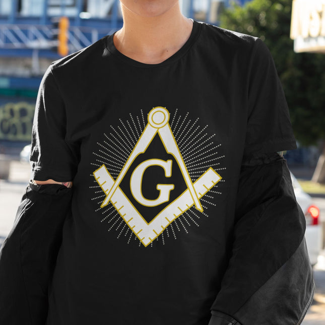 Masonic Square and Compass Graphic T-Shirt | Sacred Geometry Art Tee