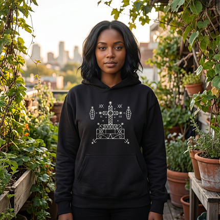 Baron Samedi Veve Hoodie | Voodoo Mystic Cross Art Pullover