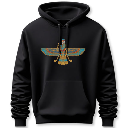 Colorful Faravahar Zoroastrian Hoodie | Ancient Persian Symbol Pullover Hoodie