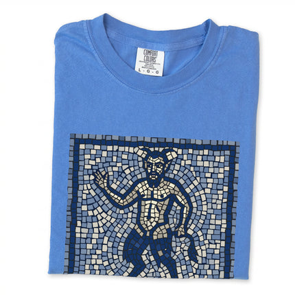 Mosaic Satyr graphic tee featuring ancient Greek mythology art on a comfortable t-shirt.
