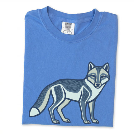 Geometric arctic fox graphic tee shirt with inuit inspired wildlife print.