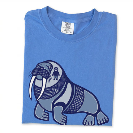 Arctic Inuit walrus graphic t-shirt featuring indigenous arctic symbols print.