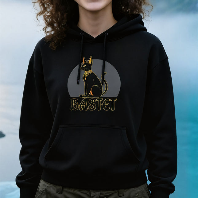 Bastet Cat Hoodie | Ancient Egyptian Graphic & Text Unisex Pullover V3